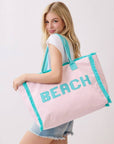 BEACH Shoulder Tote Bag: Pink