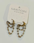 Layered Gemstone Chain Huggie Hoops