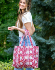 Plum Blossoms Quilted Tote Bag