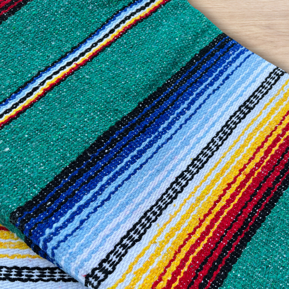 Authentic Mexican Blanket - Northern Lights - Teal Green
