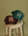 Aloha Howdy Hello Trucker hats: Green