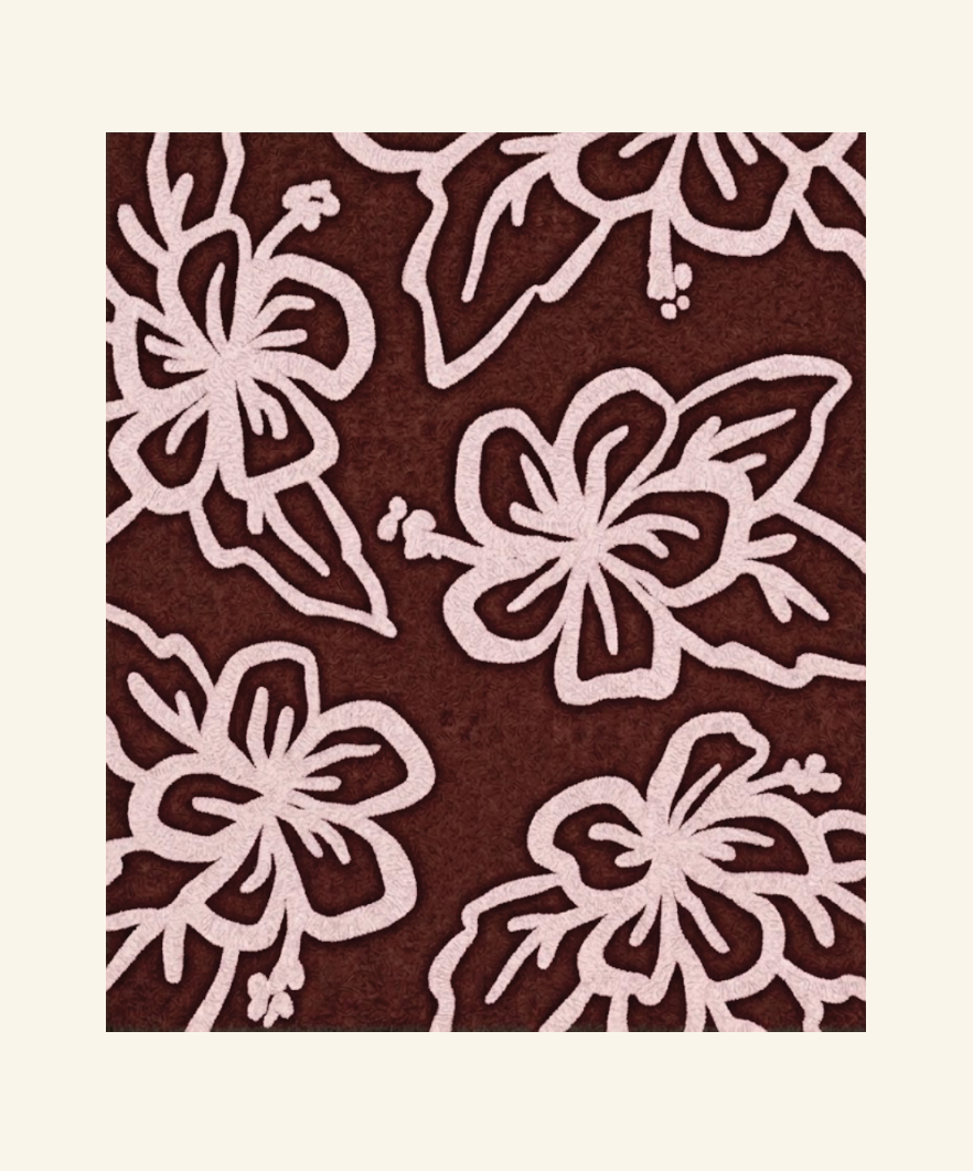 Hibiscus Plush Throw - Maroon/Pink