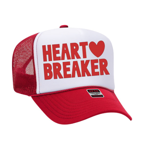 Heart Breaker Trucker hat: Red / Pink