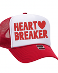 Heart Breaker Trucker hat: Tan / Red