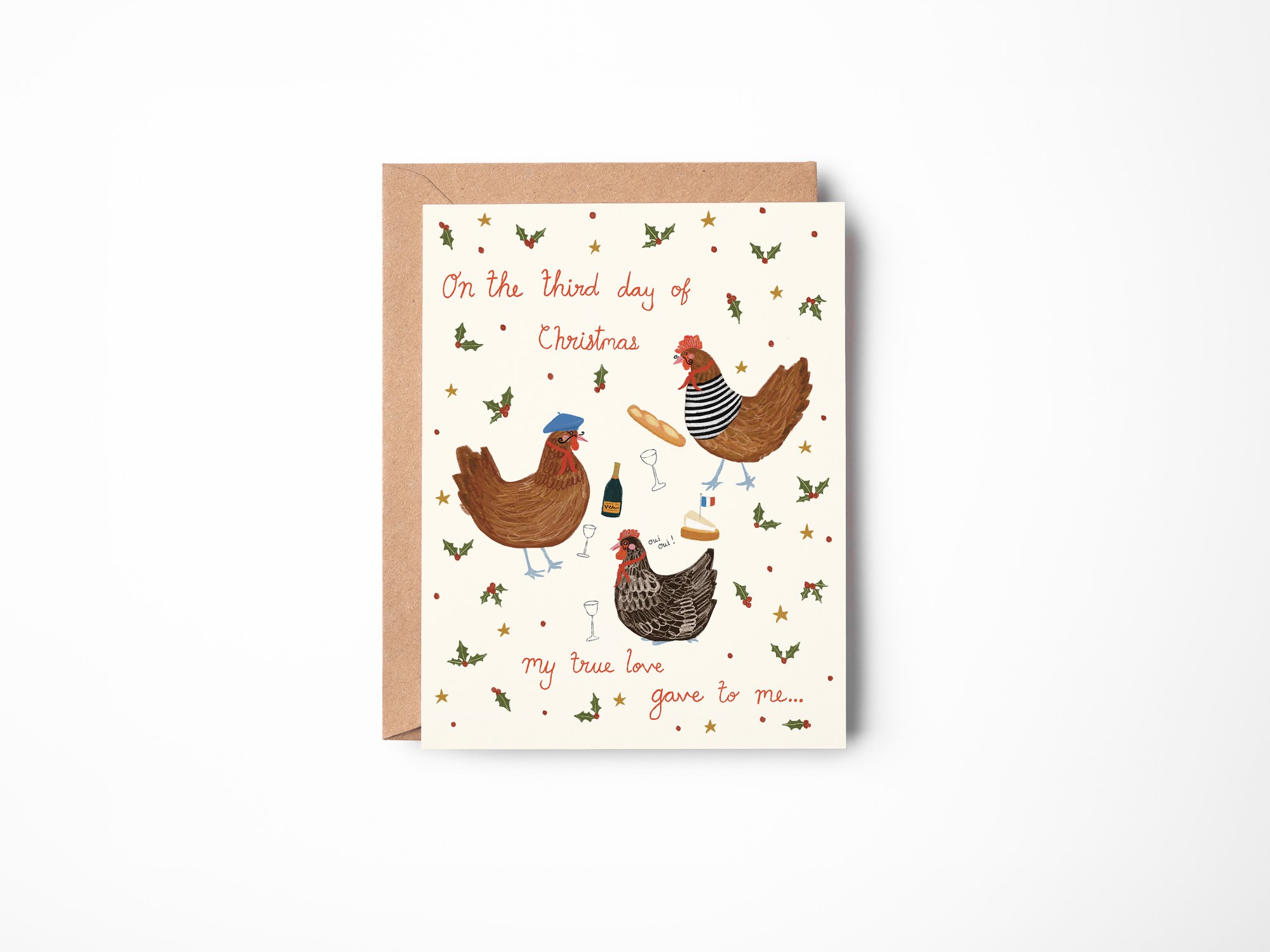 French Hens Holiday Card