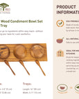 Teak Wood Condiment Dipping Bowl Set with Tray