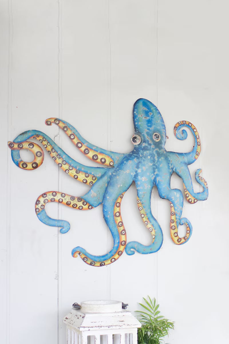 Recycled Metal Octopus Wall Hanging