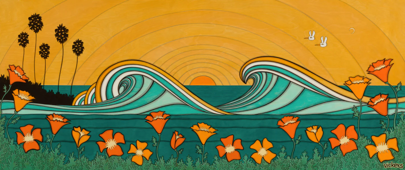 Waves and Poppy Print