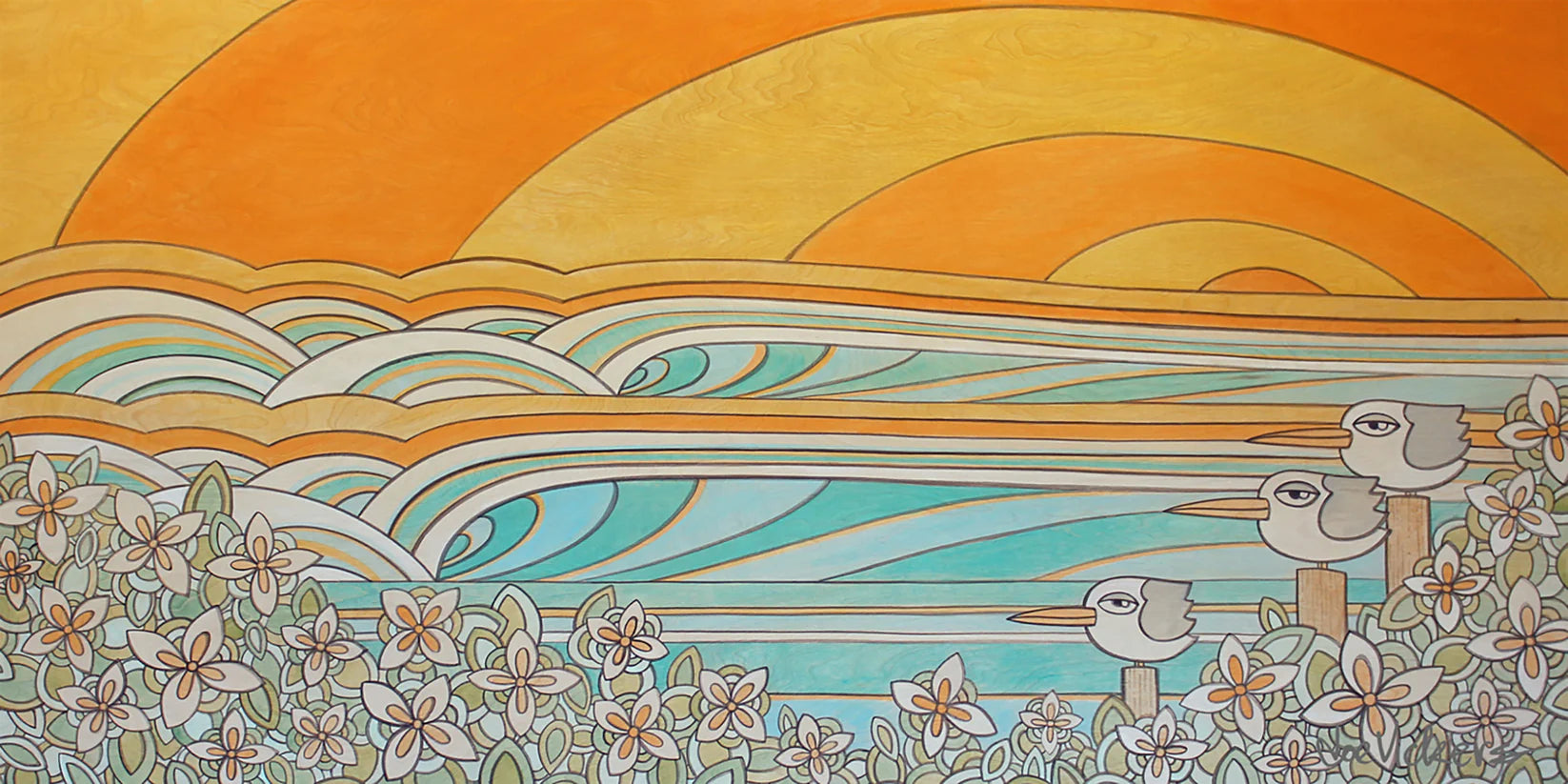 Two Waves Three Birds Print