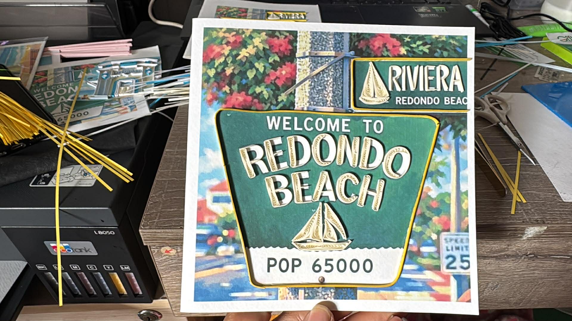 Welcome to Redondo Beach Quilling Card