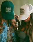 Aloha Howdy Hello Trucker hats: Beige