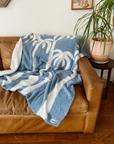 Dancing Palms Plush Throw - Chambray Blue