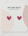 Hot Pink Heart Stud Earrings