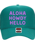 Aloha Howdy Hello Trucker hats: Green