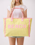 BEACH Shoulder Tote Bag: Yellow