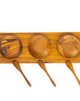 Teak Wood Condiment Dipping Bowl Set with Tray