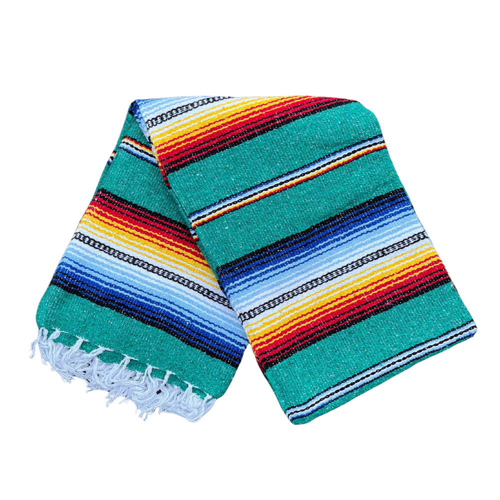 Authentic Mexican Blanket - Northern Lights - Teal Green