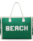 BEACH Shoulder Tote Bag: Green