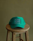 Aloha Howdy Hello Trucker hats: Green