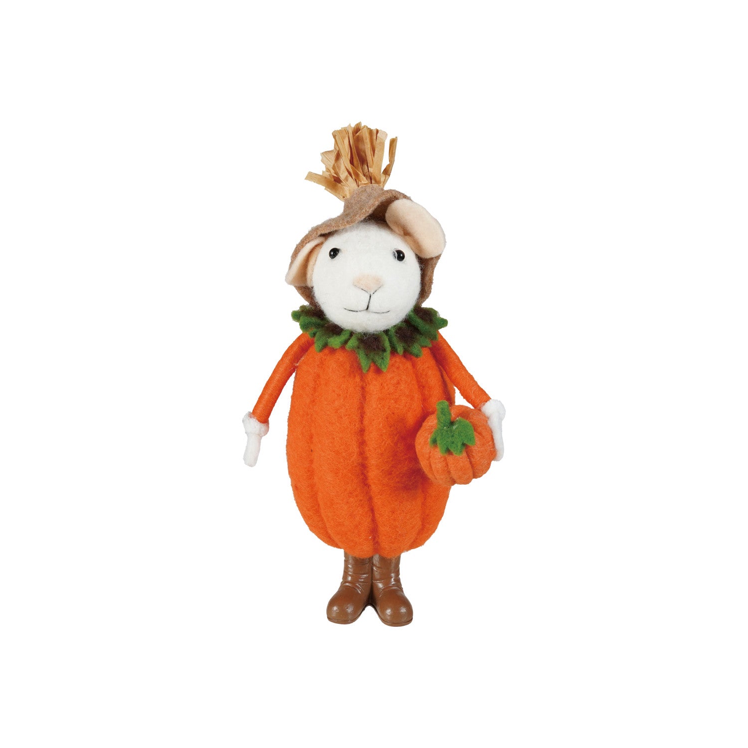 Wool Felt Pumpkin Mouse with Resin Boots