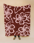 Hibiscus Plush Throw - Maroon/Pink