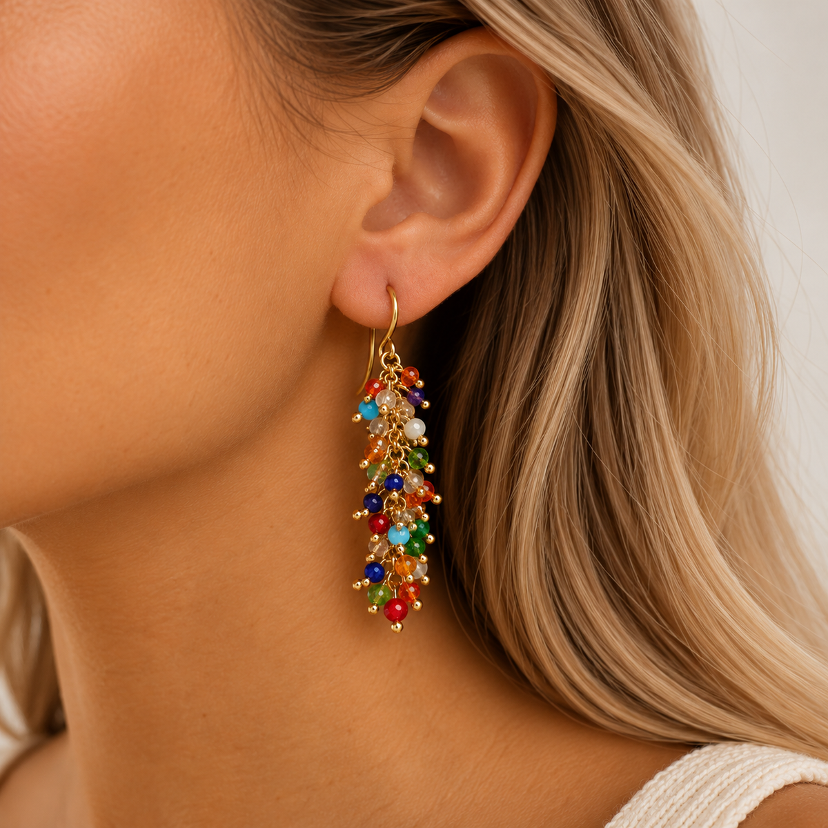 Wisteria Drop Earrings: Multi Quartz