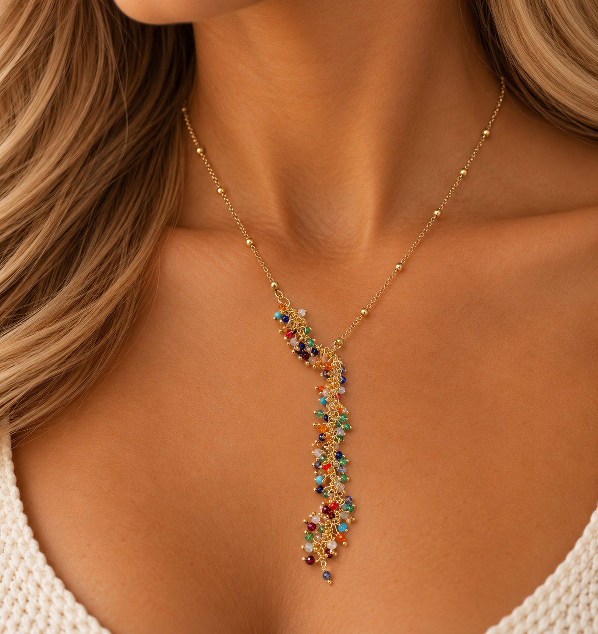 Wisteria Y Necklace : Multi Quartz