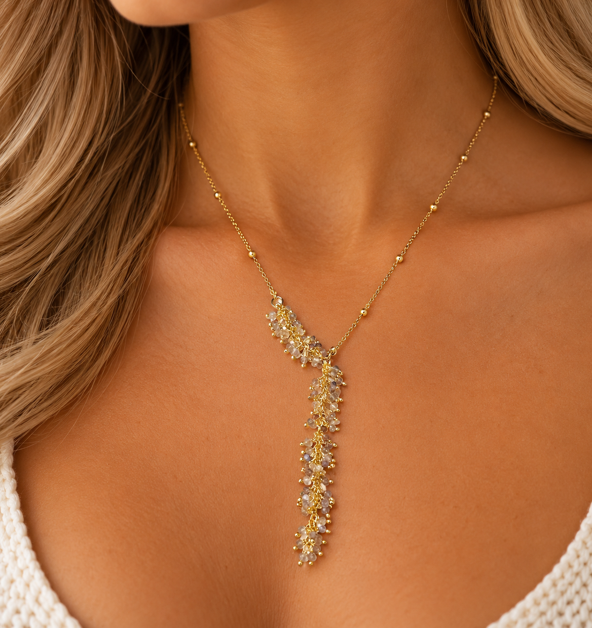 Wisteria Y Necklace : Labradorite